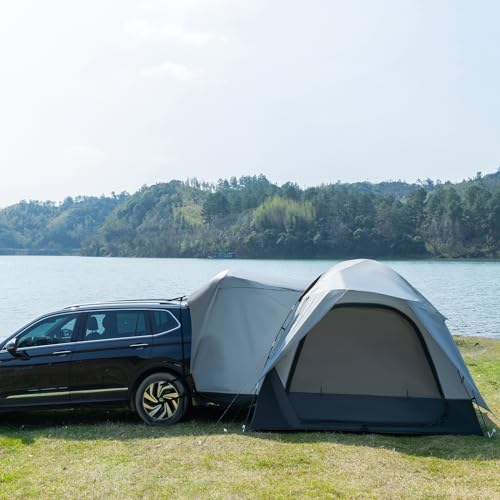 GARDIMAX 6 Person SUV Tent, Spacious Weather Resistant Car Tents for Van Camping, Includes Rainfly and Storage Bag, 10FT L x 10FT W x 7FT H, Grey