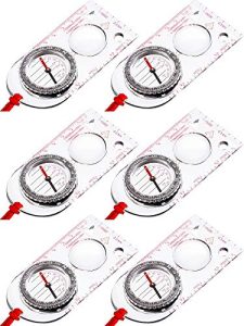 Gejoy 6 Pieces Navigation Backpacking Compass Orienteering Hiking Compass Map Reading Compass for Scout Outdoor Camping