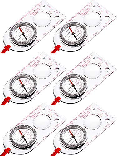 Gejoy 6 Pieces Navigation Backpacking Compass Orienteering Hiking Compass Map Reading Compass for Scout Outdoor Camping