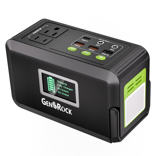 GENSROCK Portable Power Station, 88Wh Outdoor Solar Generator, Lithium Battery Power Bank with 110V/150W Peak AC Outlet,QC 3.0, Type-C, LED Flashlight for CPAP Home Camping Travel Emergency.