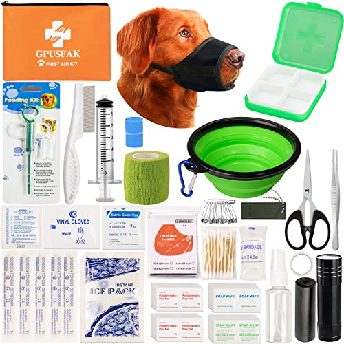GPUSFAK Dog First Aid Kit - Pet First Aid Kit for Dogs Pet Emergency Kit with Pets First Aid Supplies for Home Camping Hiking Traveling