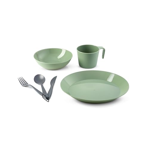 GSI Outdoors Cascadian 1-Person Table Set – Sage, Eco-Friendly, Includes Mesh Bag
