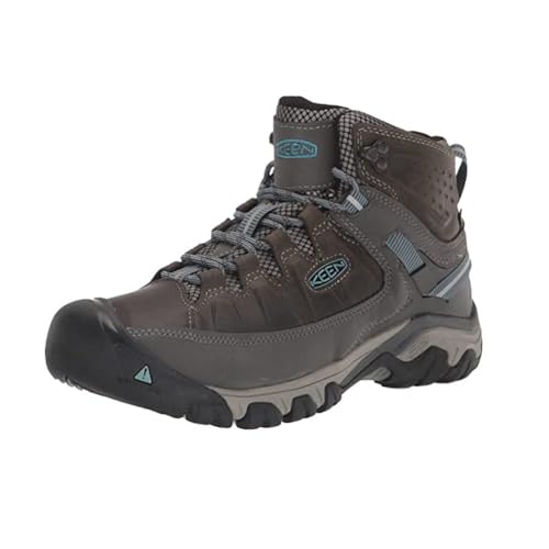 KEEN Women's Targhee 3 Mid Height Waterproof Hiking Boots, Magnet/Atlantic Blue, 8.5