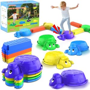 Kids Stepping Stone Balance Beam: 10 Pcs Turtle Non-Slip River Stones Game for Toddlers - Outdoor Indoor Sensory Toys Kids Coordination Equipment for Boys Girls