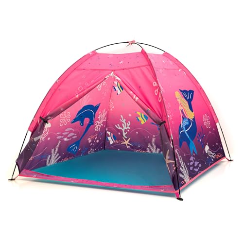 Mermaid Kids Play Tent Mermaid Tent for Kids, Kids Play Tent Foldable Pop Up Kids Tent Indoor Outdoor Party Mermaid Playhouse Tent Toy for Boys Girls-47 * 47 * 41 (Pink)