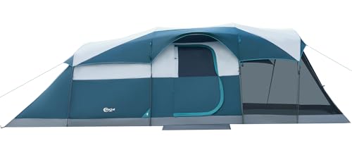 PORTAL 8 Person Family Camping Tent with Screen Porch, Waterproof Large Tunnel Tent with Rainfly and Carry Bag, Easy Setup Big Tall Tent for Outdoor Camping, Backyard