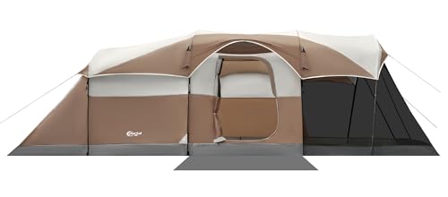 PORTAL 8 Person Family Camping Tent with Screen Porch, Weather Resistant Tunnel Tent with Rainfly, Large Family Tents for Outdoor Camping, Party