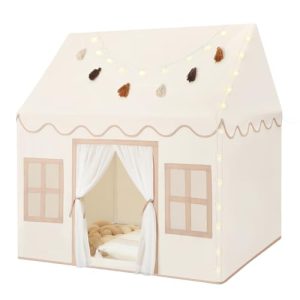 Senodeer Kids Play Tent Indoor: with Mat, Tassel Garland, Star Lights - Toddler Girl Tent Indoor Playhouse for Toddlers Kids Toys for Boy Girl Birthday Gift for Kids