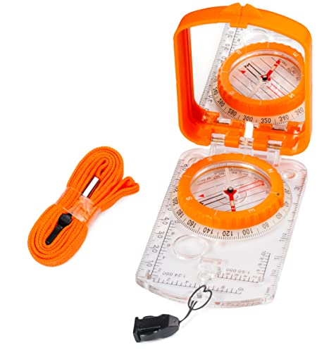 Sighting Compass Mirror Adjustable Declination - Boy Scout Compass Survival Camping | Base Plate Compass Kids Navigation | Orienteering Compass Hiking Map Read Military Compass Backpacking Clinometers