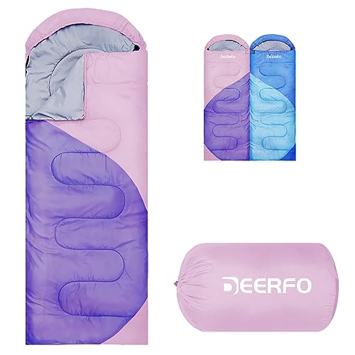 Sleeping Bags for Adults Kids - Backpacking Camping Sleeping Bag for Girls Boys - Cold Weather Warm Sleeping Bag with Compression Bag for All Season - Compact Camping Gear