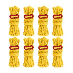 Smithok 8 Pack 4mm Guy Lines Ultralight Tent Cords with Aluminum Adjuster Tensioner Outdoor Camping Guylines Ropes for Tent Tarp,Climbing,Hiking Backpacking (Yellow)