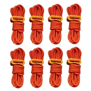Smithok 8 Pack High-Reflective Guy Lines 4mm Tent Cords High-Strength Lightweight Camp Ropes with Aluminum Adjuster Tensioner for Tent, Tying Down Tarps, Camping Tent, Outdoor Packaging (Orange)