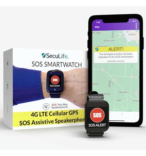 SOS Smartwatch for Seniors - Gps Bracelet for Elderly Health Monitoring Medical Alert Systems for Seniors with Speaker, Medical Alert System,GPS Tracker 5G 4G LTE Cellular Service, Life Alert Necklace