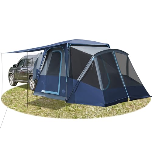 TIMBER RIDGE 5-6 Person SUV Tent with Screen Porch and Awning for Family Camping, Weather Resistant and Portable Van or Car Tent, Includes Rainfly and Storage Bag, 13' W X 10' L X 7.1' H, Blue