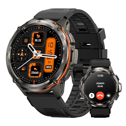 AMAZTIM GPS Smart Watch for Men, 6 Satellite Positioning, Compass, Stainless Steel Body, 50M Waterproof, 480mAh Extra-Large Battery, Answer/Make Call, 1.43" AMOLED Screen, Compatible for Android iOS