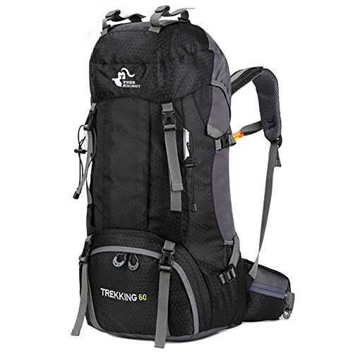 Bseash 60L Waterproof Hiking Camping Backpack with Rain Cover, Large Outdoor Sport Travel Daypack Rucksack for Climbing