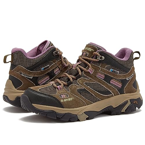 HI-TEC Apex Lite Mid WP Waterproof Hiking Boots for Women, Lightweight Outdoor and Trail Shoes - Tan, 9.5 Medium
