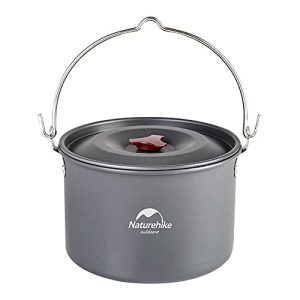 Naturehike 4-6 Person Aluminum Hanging Pot, Portable Camping Pot with Lid, 4.2 Quart Ultralight Outdoor Cooking Pot Cookware for Camping Hiking Picnic Travel
