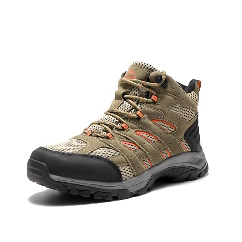 NORTIV 8 Womens Waterproof Hiking Boots Outdoor Trekking Mid Backpacking Mountaineering lightweight boots BROWN/ORANGE US 7 SNHB2212W