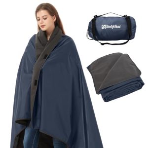 sheelokhwui 4-in-1 Outdoor Blanket, Updated Large Stadium Blanket, 81"x57", Fleece Camping Blanket, Waterproof, Windproof, Portable, Great for Stadium, Camping, Hiking, Picnic. Royal Blue