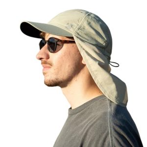 TOP-EX Mens Summer Baseball Cap with Neck Shade - Waterproof Sun Hat with Neck Flap Cover, UV SPF Protection Caps for Fishing Safari Outdoor Hiking, Beige M/L