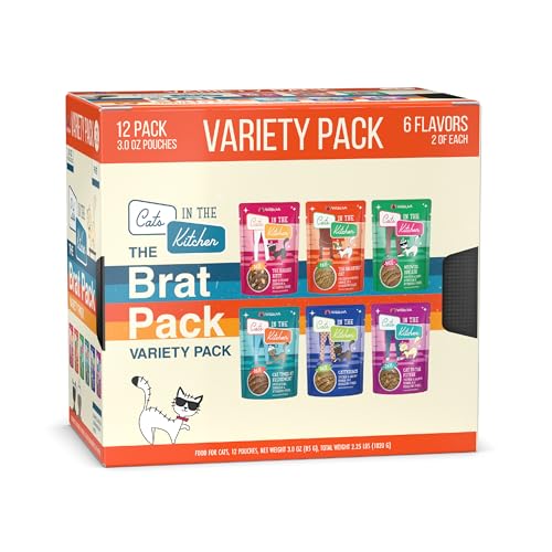 Weruva Cats in The Kitchen Slide N' Serve The Brat Pack Variety Cat Food Pouches 3 Ounce (Pack of 12)